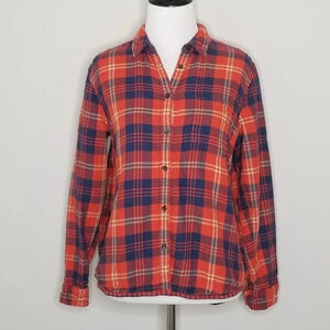 Madewell Red Ember Plaid Cozy Flannel Shirt S